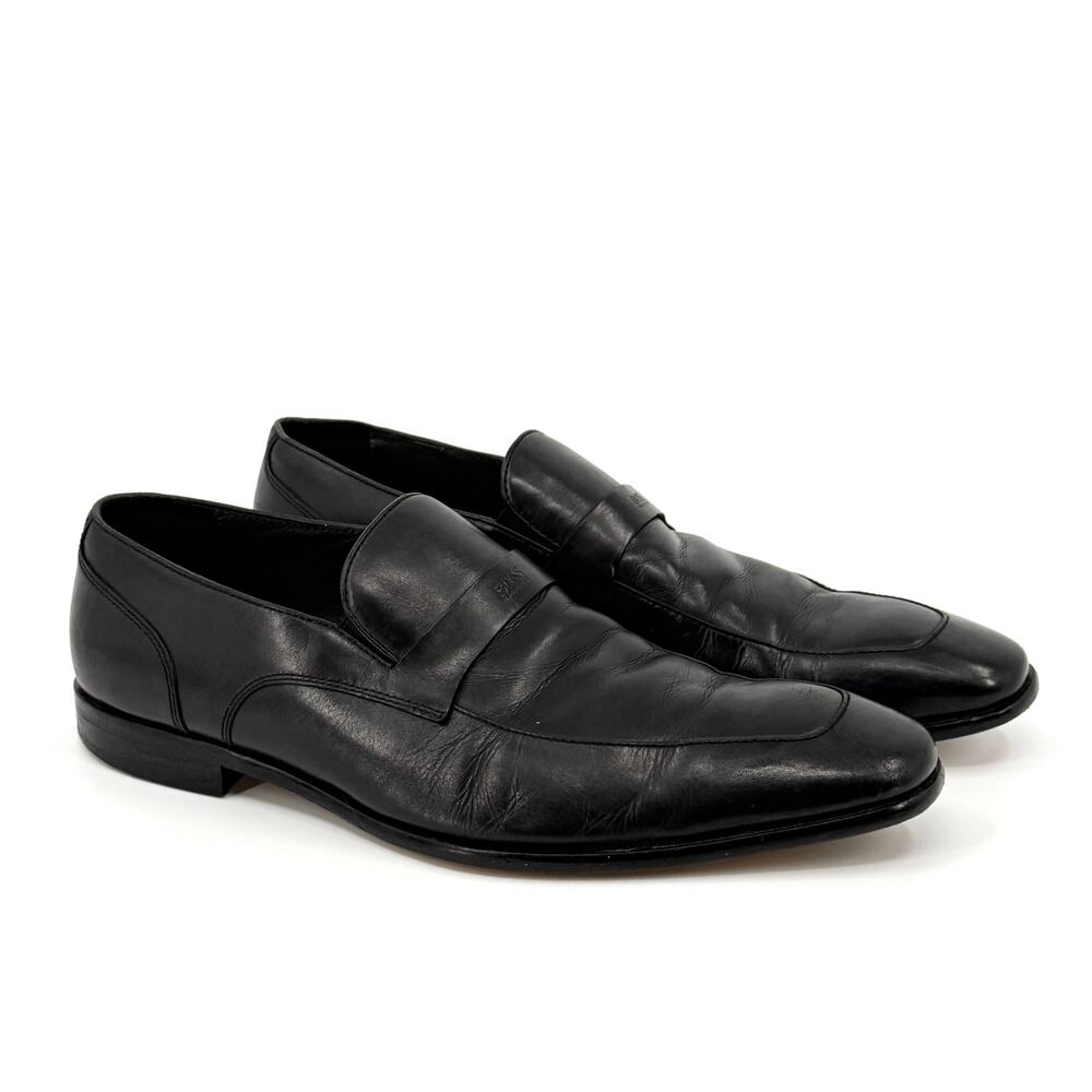 Hugo Boss Black Genuine Leather Minimalist Office Career Loafers